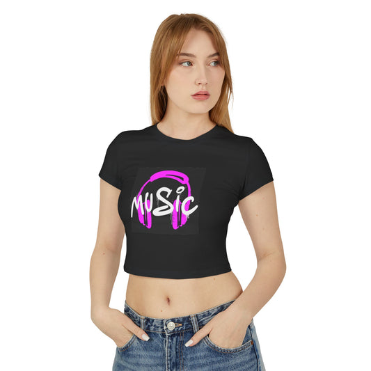 Music Vibes Women's Baby Tee - Stylish Crop Top for Music Lovers