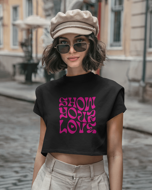 "Show Your Love" Retro Crop Top – Bold Streetwear Statement